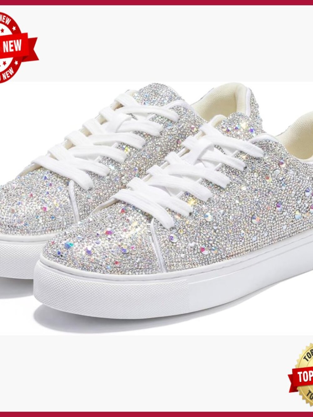 Bling Rhinestone Glitter Platform Lace Up Sneakers Wedding Party